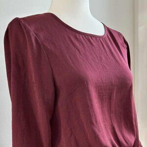 Vero Moda Burgundy Silky Drawstring-Waist Mini Dress with V-Back Bar – EU S